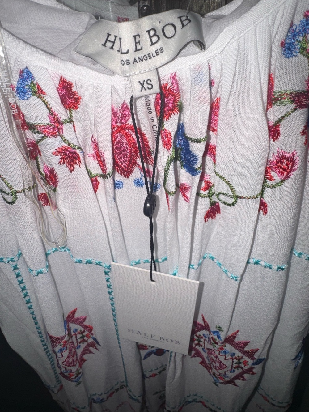 Hale Bob White Maxi Dress with Pink & Blue Embroidery - Picture 6 of 13